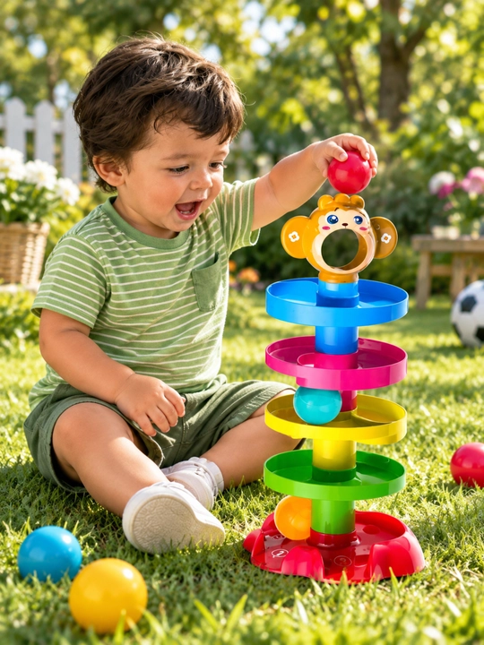 Детская игрушка Roll Ball шариковая пирамида для развития моторики