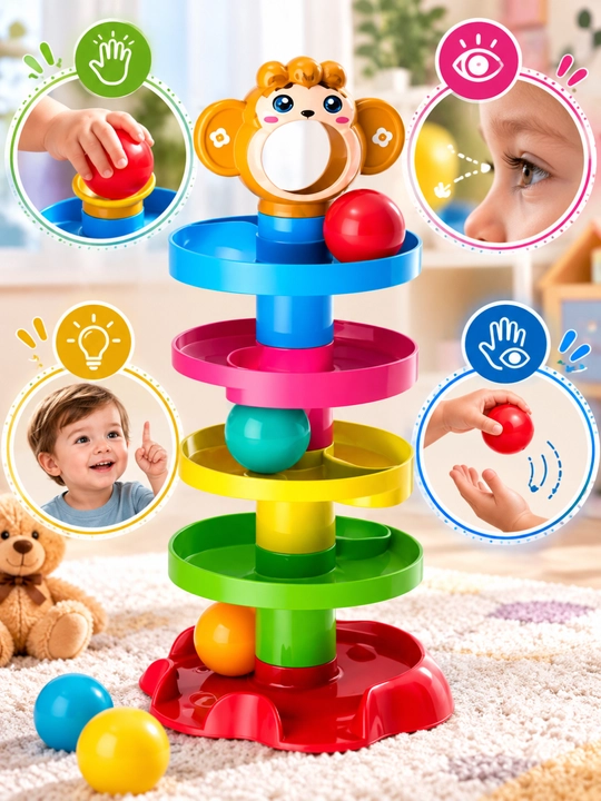 Детская игрушка Roll Ball шариковая пирамида для развития моторики