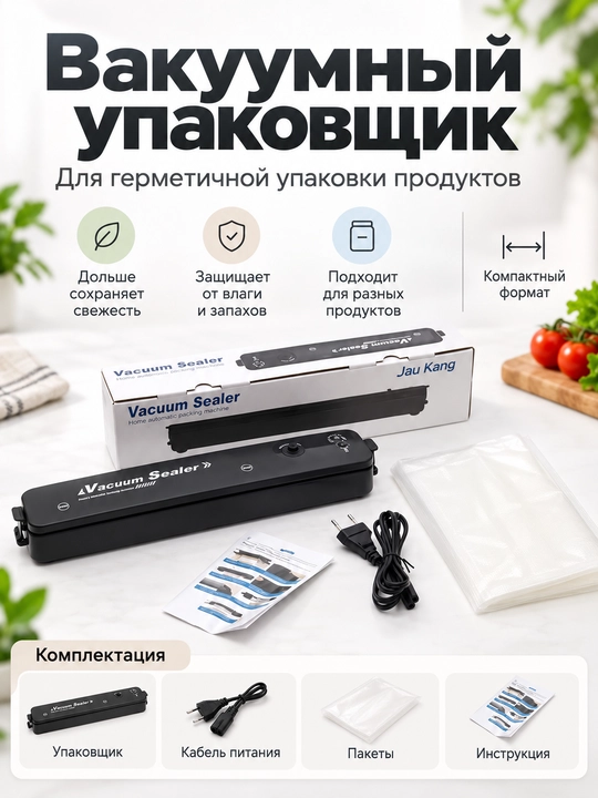 Вакуумный упаковщик Vacuum Sealer для продуктов питания, автоматический