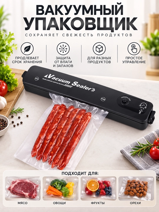 Vakuumli qadoqlagich Vacuum Sealer oziq-ovqat mahsulotlari uchun, avtomat - 