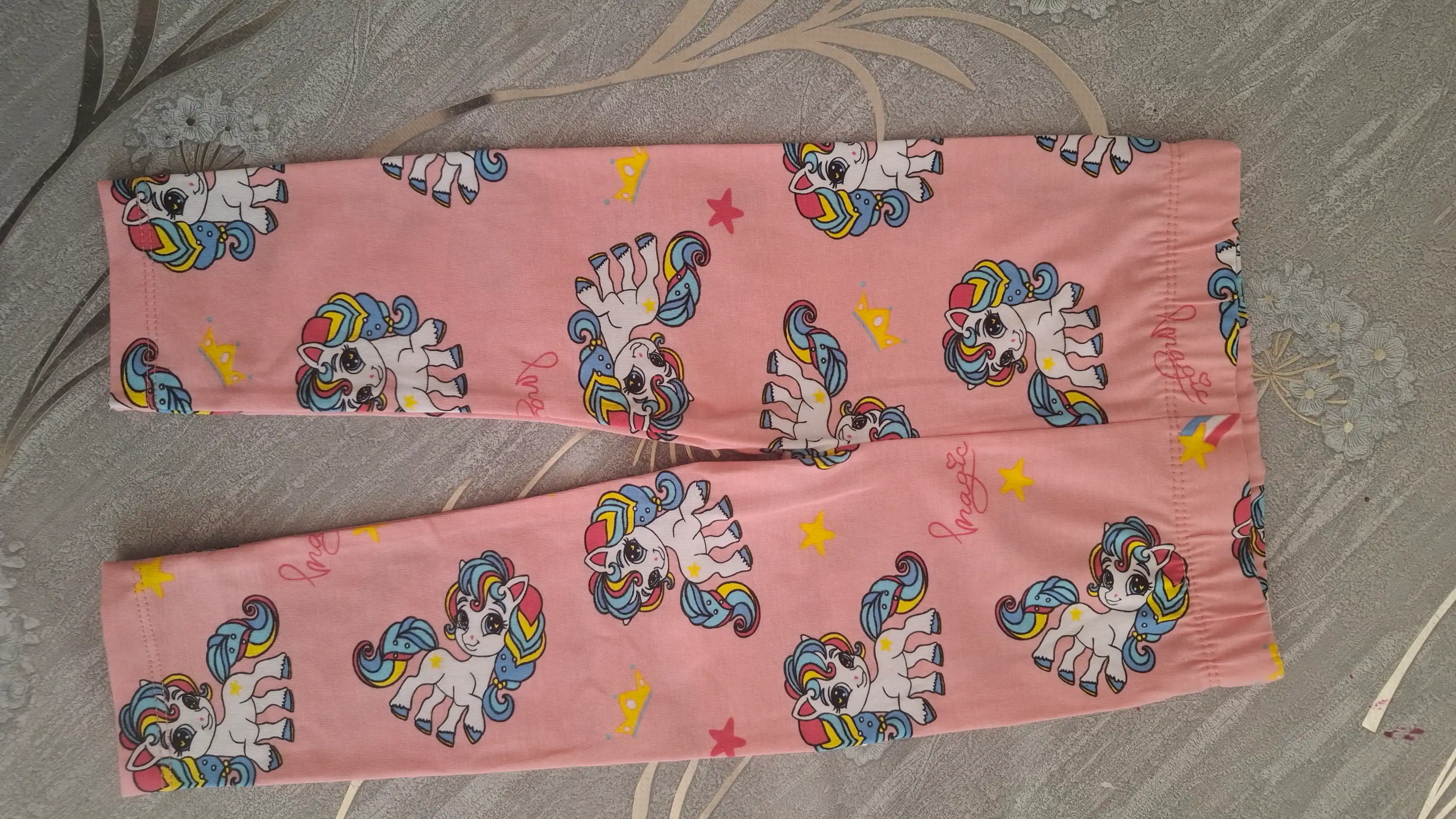 Комплект одежды для девочек из 100% хлопка топ и брюки с принтами Hello Kitty и единорогом