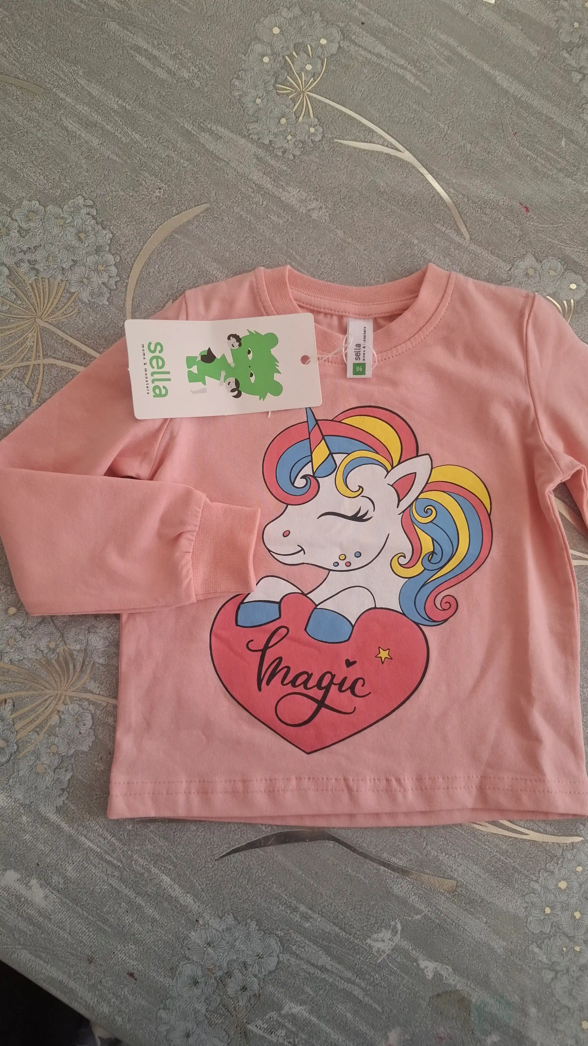 Комплект одежды для девочек из 100% хлопка топ и брюки с принтами Hello Kitty и единорогом