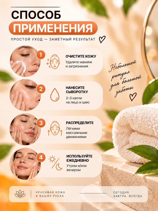 Сыворотка для лица с витамином C, увлажняющая сыворотка, для осветления и ровного тона