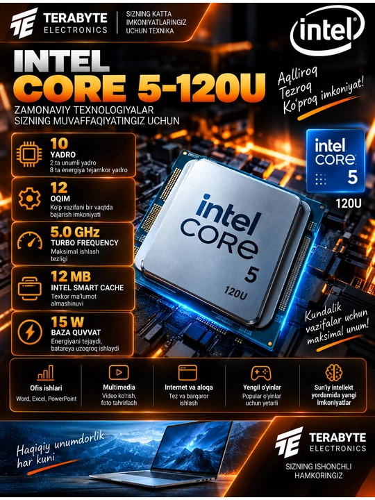 Noutbuk HP Intel Core 5-120U/ DDR4 16GB/ SSD 512GB/ 15.6 FullHD/ Windows 11