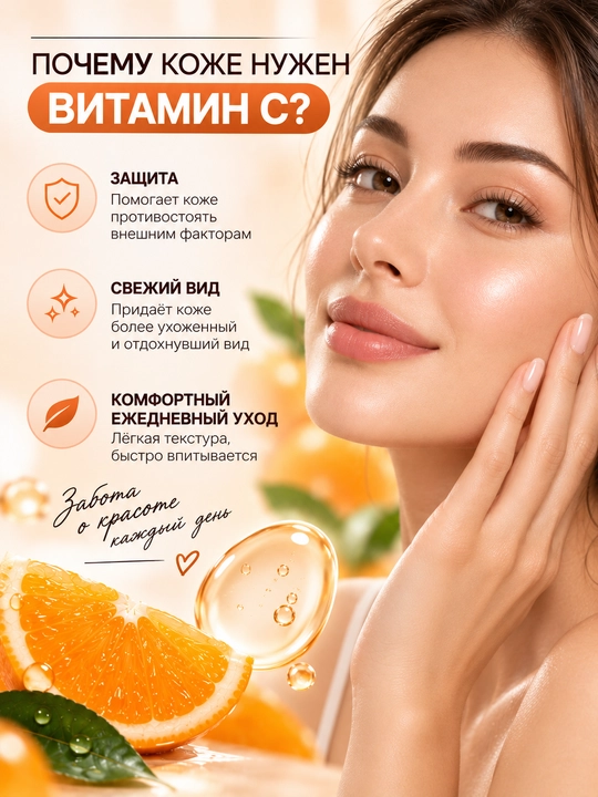 Сыворотка для лица с витамином C, увлажняющая сыворотка, для осветления и ровного тона