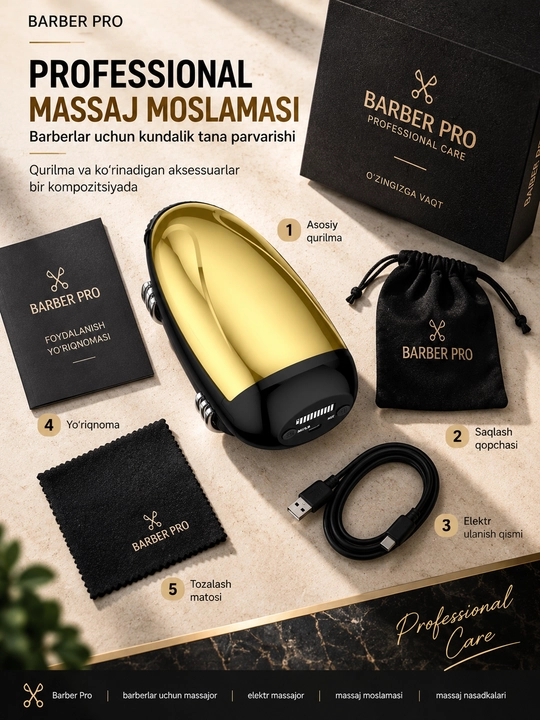 Профессиональный беспроводной массажер BARBER PRO для тела