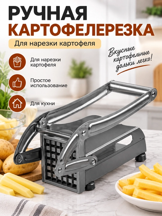 Ручная картофелерезка для фри и овощей, металлический пресс для нарезки картофеля - 