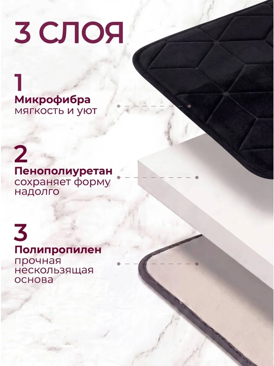 Коврик для ванной и туалета, противоскользящий, 2 штуки, с вырезом
