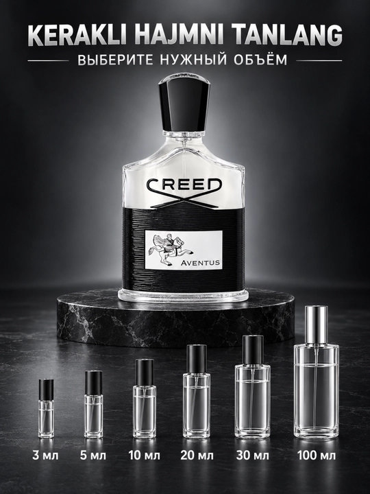 Creed Aventus erkaklar atiri, razliv atir, perfume, parfyum, Eau de Parfum 3–100 ml hajmda