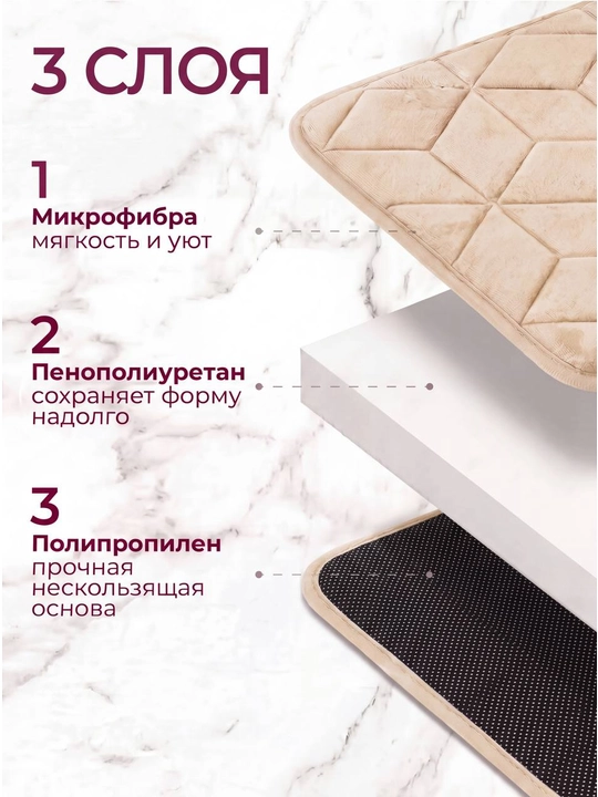 Коврик для ванной и туалета, противоскользящий, 2 штуки, с вырезом