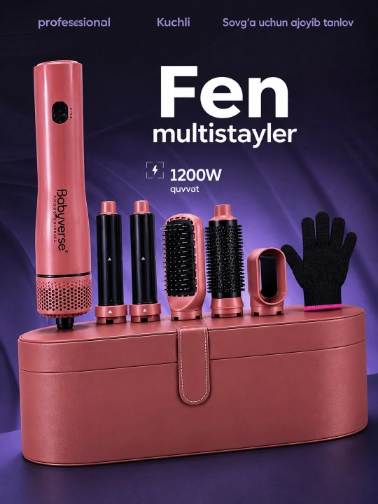 1200 Vt quvvatli Dyson Babyverse soch stileri, "5 da 1" va "7 da 1" komplektatsiyasida - 