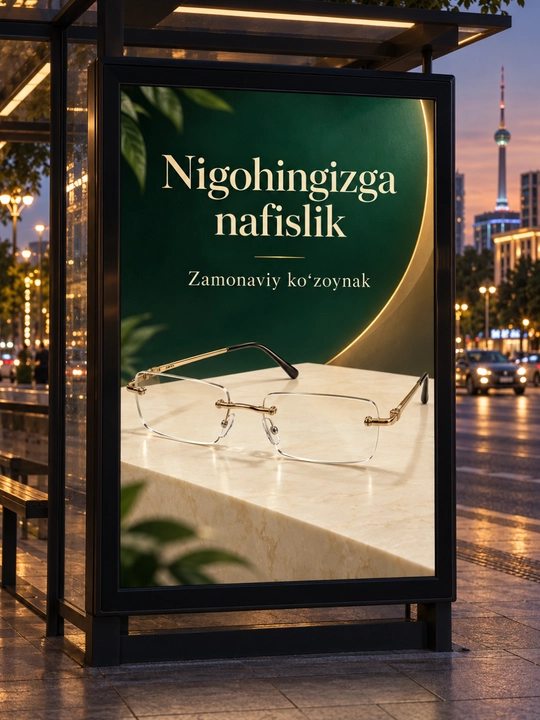 Ayollar va erkaklar uchun ramkasiz ko‘rish ko‘zoynagi