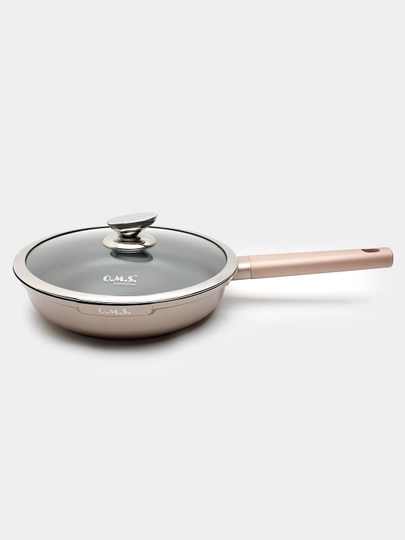 Cковородка гранитная с крышкой из стекла, с антипригарным покрытием, O.M.S 15019