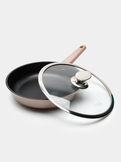 Cковородка гранитная с крышкой из стекла, с антипригарным покрытием, O.M.S 15019