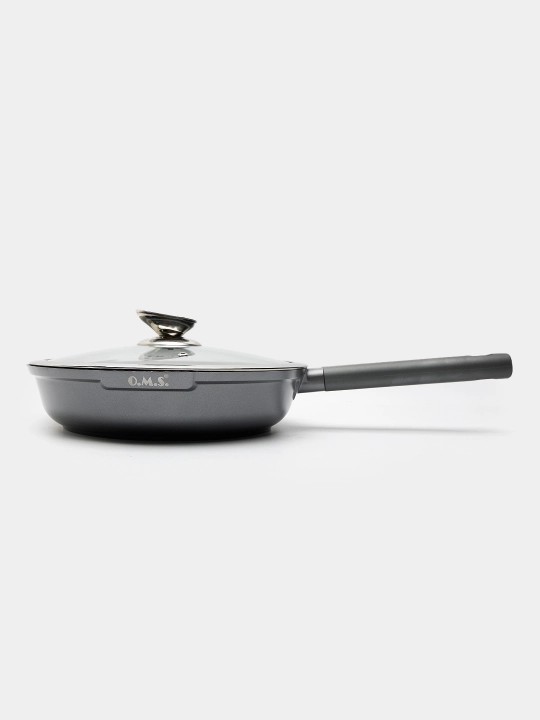 Cковородка гранитная с крышкой из стекла, с антипригарным покрытием, O.M.S 15019
