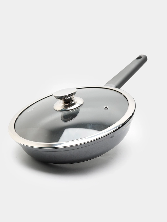 Cковородка гранитная с крышкой из стекла, с антипригарным покрытием, O.M.S 15019 - 