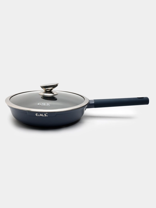 Cковородка гранитная с крышкой из стекла, с антипригарным покрытием, O.M.S 15019