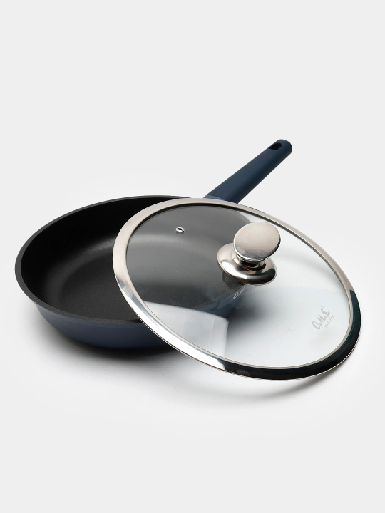 Cковородка гранитная с крышкой из стекла, с антипригарным покрытием, O.M.S 15019