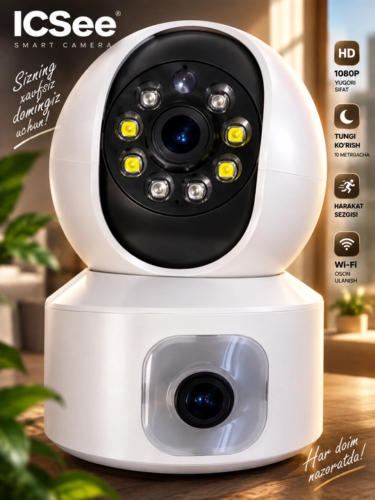 Wi-fi aqlli kamera SQ001 videokuzatuv kameras uy uchun Wi-fi kamera 360 darajali IP kamera - 
