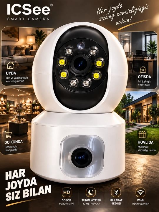 Wi-fi смарт камера SQ001, камера видеонаблюдение, Wi-fi камера для дома, IP камера 360