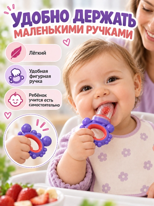 Ниблер силиконовый Only Baby для прикорма детей, соска-сеточка и прорезыватель