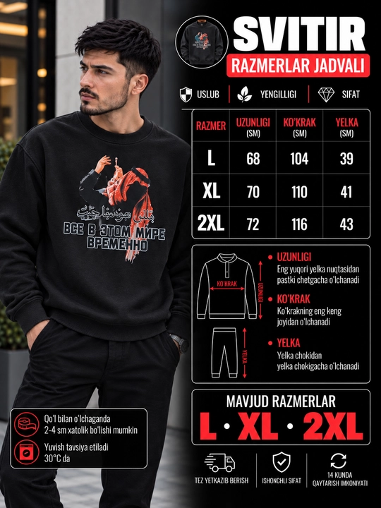 Erkaklar uchun zamonaviy svitshot, Polo printli - 