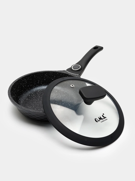 Cковородка гранитная с крышкой из стекла, с антипригарным покрытием, O.M.S 15025
