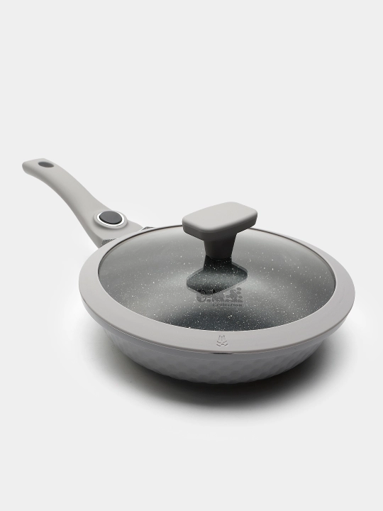 Cковородка гранитная с крышкой из стекла, с антипригарным покрытием, O.M.S 15025