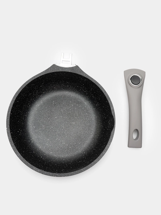 Cковородка гранитная с крышкой из стекла, с антипригарным покрытием, O.M.S 15025