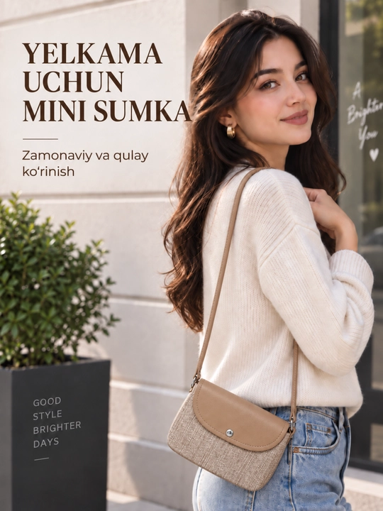 Ayollar uchun 2 talik shopper va mini yelkama sumka to‘plami, 6 xil rangda