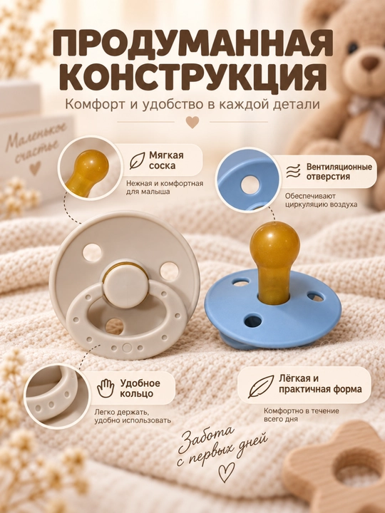 Соска-пустышка — для малышей, мягкая и удобная, 2 штуки в комплекте