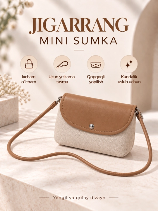 Ayollar uchun 2 talik shopper va mini yelkama sumka to‘plami, 6 xil rangda