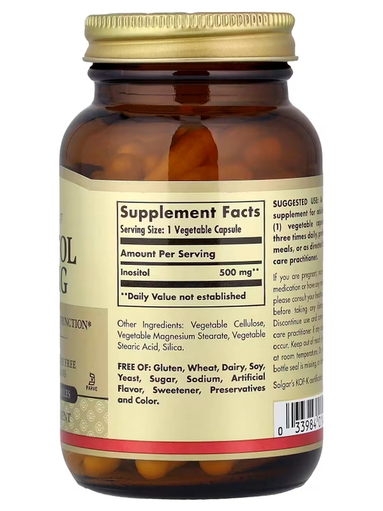 Inositol, Solgar, 500 mg, 100 kapsula