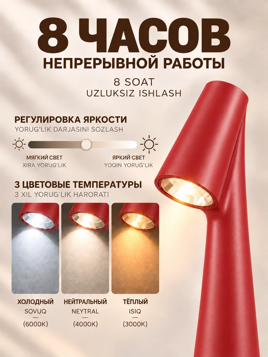 Uy va ish stoli uchun USB bilan jihozlangan LED stol chirog‘i
