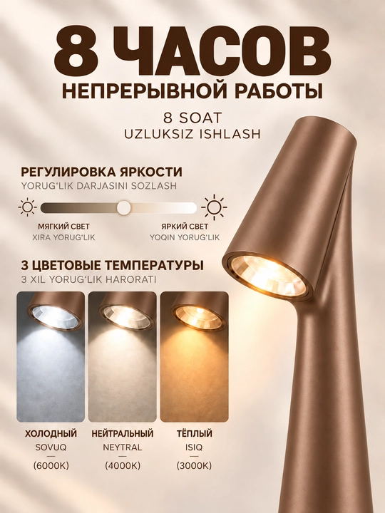 Uy va ish stoli uchun USB bilan jihozlangan LED stol chirog‘i