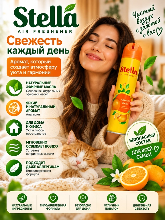 Stella tabiiy efir moyli havo tozalagichi, 300 ml - 
