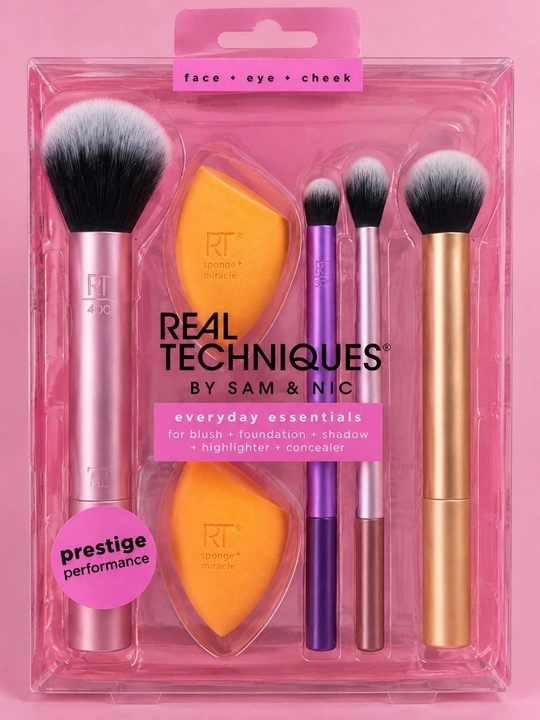 Real Techniques Everyday Essentials makiyaj cho'tkalari to'plami, 5+1 dona