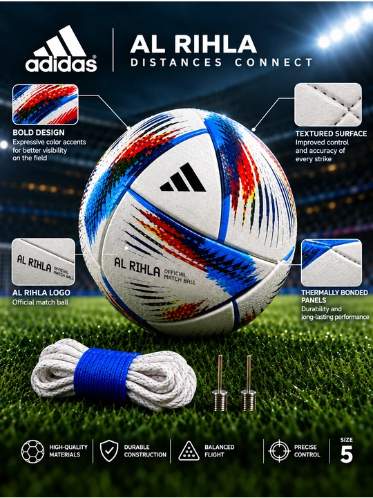 Futbol to‘pi Adidas Al Rihla League, 5-o‘lcham, oq-multikolor