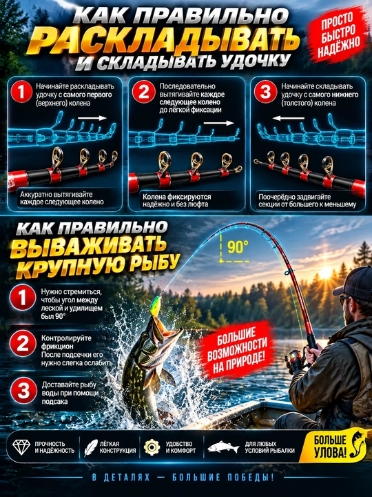Удочка телескопическая для рыбалки