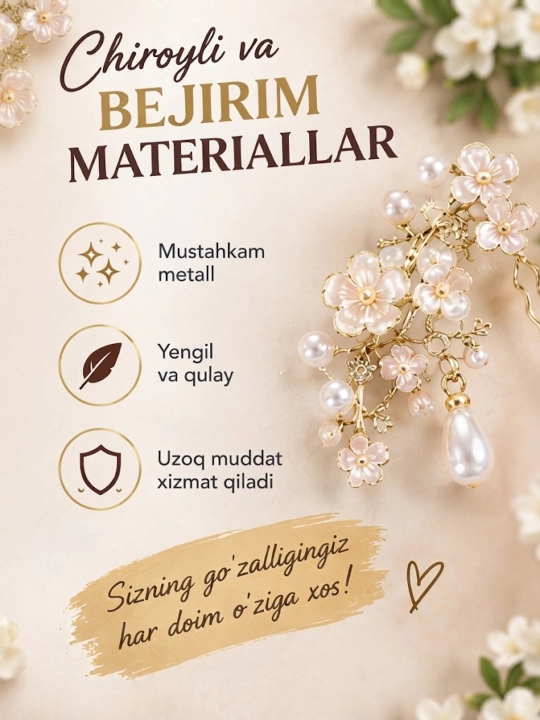 Qizlar va ayollar uchun nafis va bezakli soch tayoqchasi