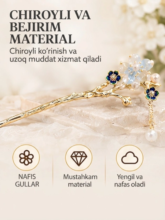 Qizlar va ayollar uchun nafis va bezakli soch tayoqchasi