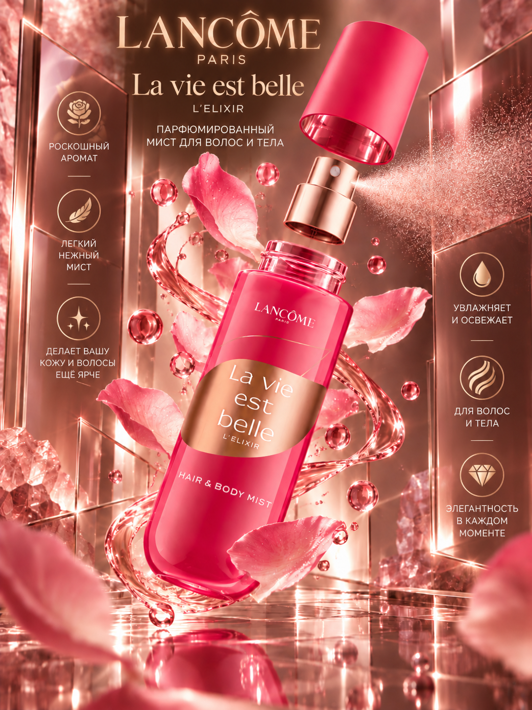 Lancôme La Vie Est Belle soch va tana uchun xushbo‘y mist, ayollar uchun xushbo‘y sprey - 