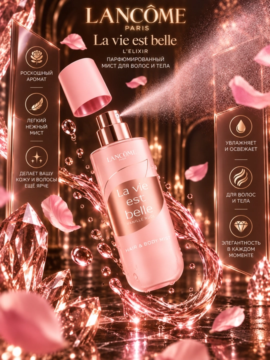 Lancôme La Vie Est Belle soch va tana uchun xushbo‘y mist, ayollar uchun xushbo‘y sprey - 