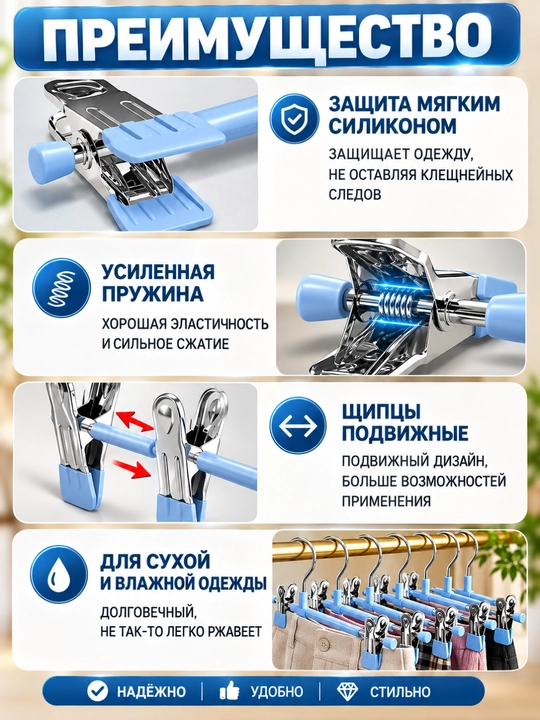 Ustki kiyim va shimlar uchun plastmassa, metall, turli rangdagi ilgichlar 1, 5, 10 dona