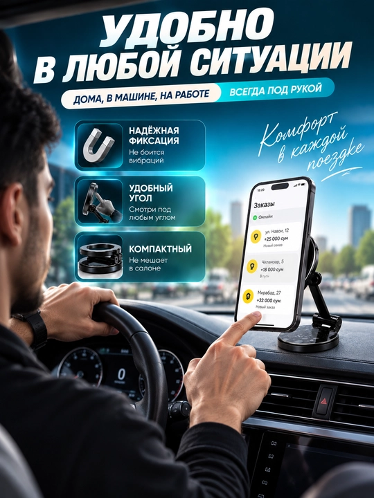 360 darajaga aylanadigan Magsafe avtomobil uchun magnit telefon tutqichi