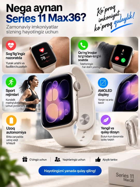 Maixinn Smart Watch — AMOLED, Bluetooth-звонки, SpO₂ и спортивные режимы