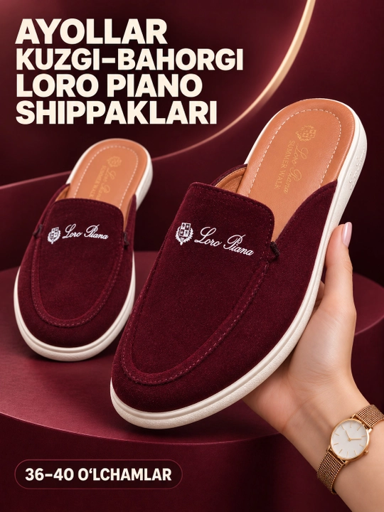 Ayollar oyoq kiyimi, ayollar uchun myuli,shippaklar, loro piano,kuzgi poyabzal,qulay model - 