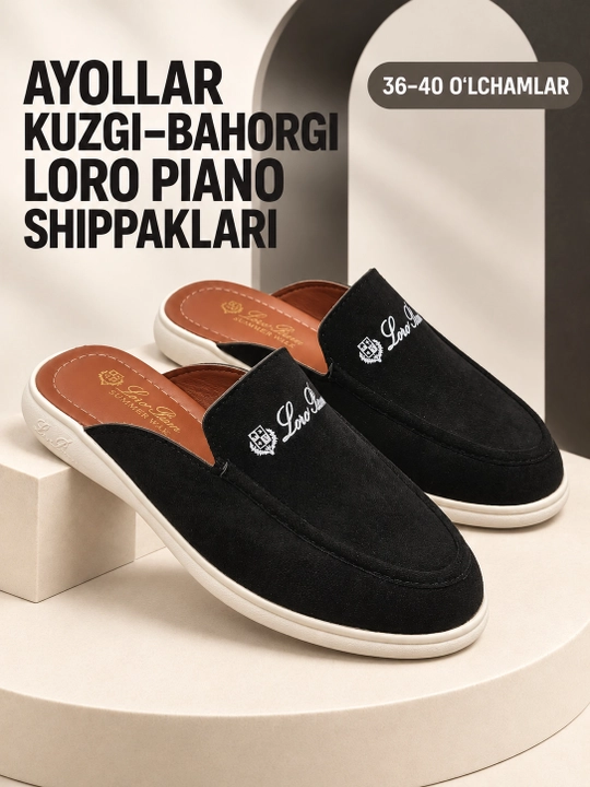 Ayollar oyoq kiyimi, ayollar uchun myuli,shippaklar, loro piano,kuzgi poyabzal,qulay model - 