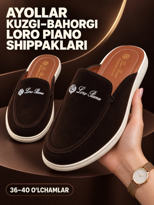 Ayollar oyoq kiyimi, ayollar uchun myuli,shippaklar, loro piano,kuzgi poyabzal,qulay model - 