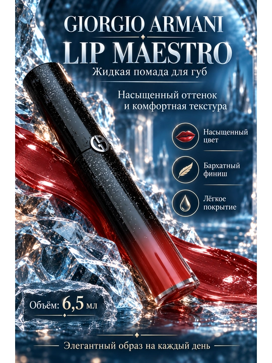 Жидкая помада Giorgio Armani Lip Maestro, бархатный эффект, 6,5 мл - 